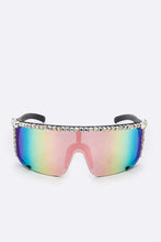 Load image into Gallery viewer, Rhinestone Shield Inspired Statement Sunglasses
