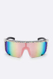 Rhinestone Shield Inspired Statement Sunglasses