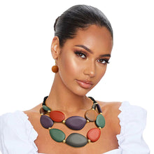 Load image into Gallery viewer, Multi Color Wood Layered Cord Necklace
