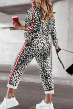 Load image into Gallery viewer, Plus Size Leopard Round Neck Top and Pants Set
