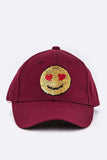 2 Tone Sequins Emoji Patch Cap