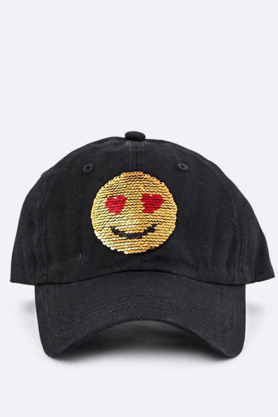 2 Tone Sequins Emoji Patch Cap