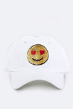 2 Tone Sequins Emoji Patch Cap