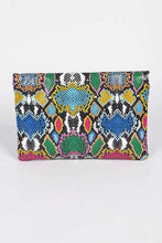Load image into Gallery viewer, Multi Color Python Printed Convertible Envelope
