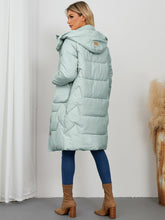 Cargar imagen en el visor de la galería, Long Sleeve Longline Hooded Winter Coat
