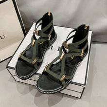 Cargar imagen en el visor de la galería, Open Toe Back Zipper Flat Sandals
