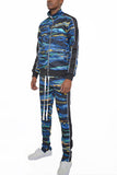 MENS PRINT FULL ZIP TRACK SUIT SET