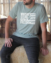 Cargar imagen en el visor de la galería, Whiskey Steak Guns &amp; Freedom Tee
