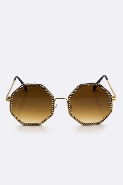 Austrian Crystal Octagon Oversize Sunglasses