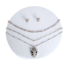 Load image into Gallery viewer, Silver Leopard Layered Chain Necklace
