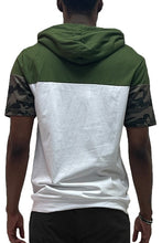 Load image into Gallery viewer, Camo and Solid Design Block Hooded Shirt
