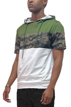 Load image into Gallery viewer, Camo and Solid Design Block Hooded Shirt
