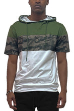 Load image into Gallery viewer, Camo and Solid Design Block Hooded Shirt
