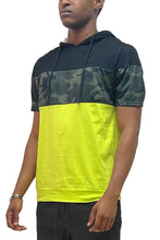 Load image into Gallery viewer, Camo and Solid Design Block Hooded Shirt
