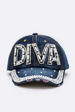 Cargar imagen en el visor de la galería, DIVA Crystal Embellished Denim Cap
