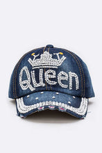 Cargar imagen en el visor de la galería, QUEEN Crystal Embellished Denim Cap
