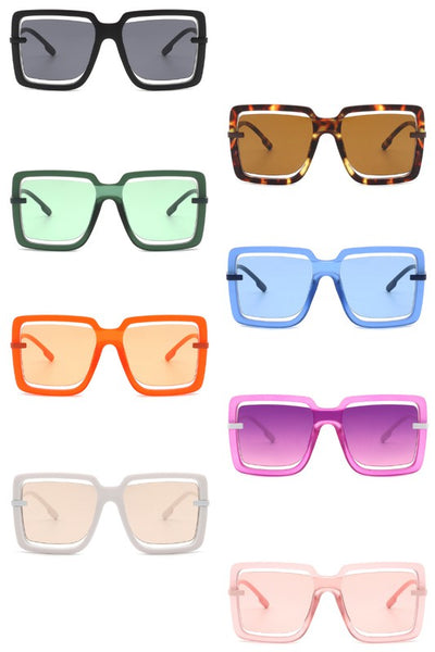 Oversize Square Large Cut-Out Fashion Sunglasses