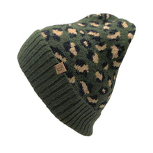 Cargar imagen en el visor de la galería, Olive Leopard Cuff Beanie

