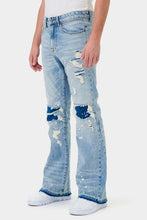 Load image into Gallery viewer, KNEE DESTROYED SLIM FLARE DENIM
