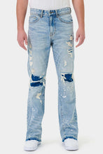 Cargar imagen en el visor de la galería, KNEE DESTROYED SLIM FLARE DENIM
