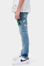 Load image into Gallery viewer, VARSITY PATCHED SLIM DENIM
