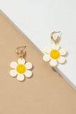 Huggie hoop dangling flower smiley face earrings
