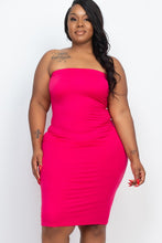 Load image into Gallery viewer, Plus Size Solid Strapless Tube Bodycon Midi Dress
