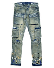 Load image into Gallery viewer, MULTI CARGO SLIM STRAIGHT DENIM
