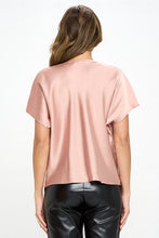 Load image into Gallery viewer, Satin Cowl Neck Short Sleeve Top
