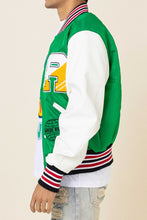 Load image into Gallery viewer, Bright Future Green letterman Varsity Jacket

