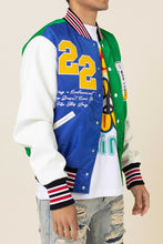 Load image into Gallery viewer, Bright Future Green letterman Varsity Jacket
