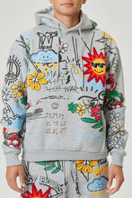 Load image into Gallery viewer, Allover Hand Drawing &amp; Chenille Patch Hoodie
