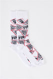 Over The Calf Printed Logo Detail Socks