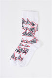 Over The Calf Printed Logo Detail Socks