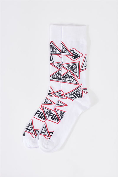 Over The Calf Printed Logo Detail Socks