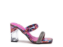 Cargar imagen en el visor de la galería, KRYPTON Clear Block Heeled Marble Print Slides
