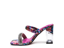 Cargar imagen en el visor de la galería, KRYPTON Clear Block Heeled Marble Print Slides
