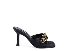 Cargar imagen en el visor de la galería, MERMAID Quilted Metal Chain Heeled Sandals
