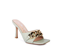 Cargar imagen en el visor de la galería, MERMAID Quilted Metal Chain Heeled Sandals
