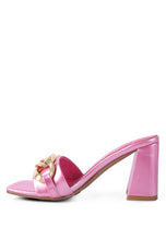 Cargar imagen en el visor de la galería, PLAYDOLL METAL CHAIN DETAIL BLOCK HEEL SANDAL
