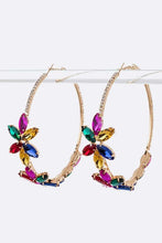 Load image into Gallery viewer, Crystal Flower Oversize Hoop Earrings
