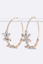 Load image into Gallery viewer, Crystal Flower Oversize Hoop Earrings
