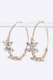 Crystal Flower Oversize Hoop Earrings