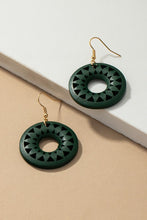 Load image into Gallery viewer, NEW COLORS Cutout wood circle drop earrings
