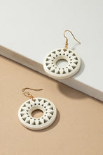 Load image into Gallery viewer, NEW COLORS Cutout wood circle drop earrings
