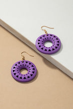 Load image into Gallery viewer, NEW COLORS Cutout wood circle drop earrings
