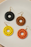 NEW COLORS Cutout wood circle drop earrings
