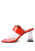 Cargar imagen en el visor de la galería, CITY GIRL PRINTED MID HEEL SLIDE SANDALS
