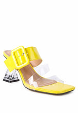 Load image into Gallery viewer, CITY GIRL PRINTED MID HEEL SLIDE SANDALS
