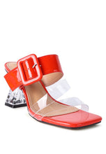 Load image into Gallery viewer, CITY GIRL PRINTED MID HEEL SLIDE SANDALS

